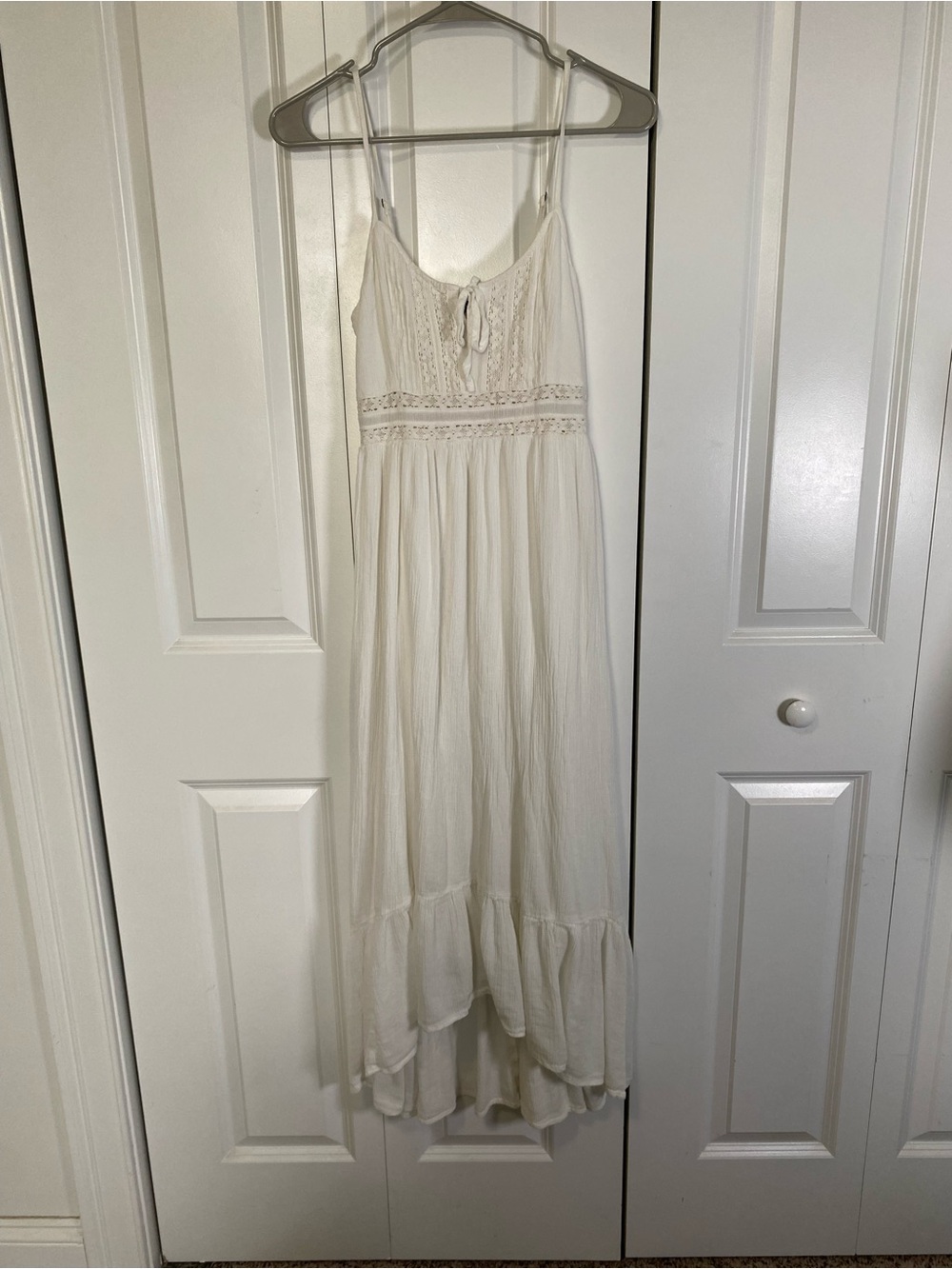 Abercrombie & Fitch Lace-Trim Smocked Tiered Maxi Slip Dress